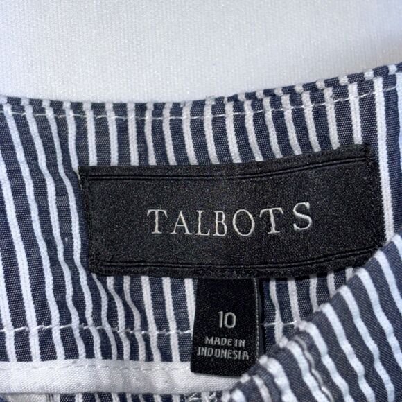 Talbots Women’s Size 10 Striped Nautical Skirt White Navy Blue Seersucker - Picture 5 of 8